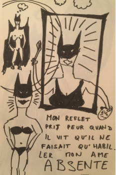 Named contemporary work « batman fugue state, doubles the disguises by crossdressing, batwoman...not », Made by DAVID SROCZYNSKI