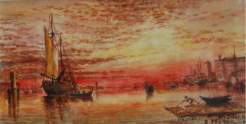 Contemporary work named « Coucher de soleil sur Venise au 19 ème siècle », Created by AMALIA MEREU