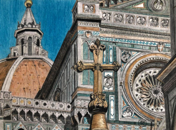 Named contemporary work « Le Duomo de Florence. », Made by PIRDESSINS