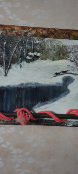 Named contemporary work « Lac en hiver », Made by MARIE-CHRISTINE TRIQUENEAUX