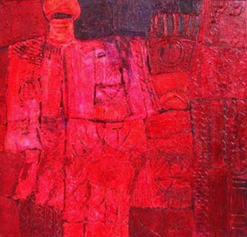 Named contemporary work « L'homme bleu en rouge », Made by JO LINDOR