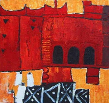Named contemporary work « Façades rouges », Made by JO LINDOR