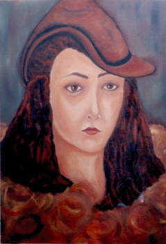 Named contemporary work « Portrait oil on wood. Seulement en photo numérique ou imprimé sur toile. », Made by MITRA SHAHKAR