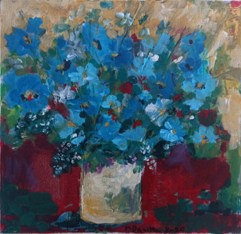 Named contemporary work « Fleur Bleue », Made by MARYSE DAVETTE