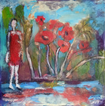 Contemporary work named « Ballade et Coquelicots », Created by MARYSE DAVETTE
