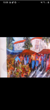 Named contemporary work « Le Petit Marché d'Aix en Provence », Made by CAROLINE ARTISTE