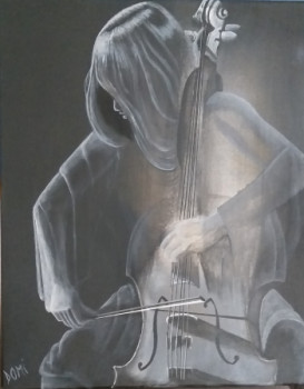 Named contemporary work « Violoncelliste. », Made by DOMI