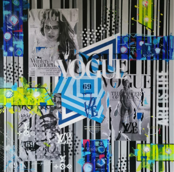 Named contemporary work « VOGUE BLUE », Made by CRAZYART DOMINIQUE DOERR