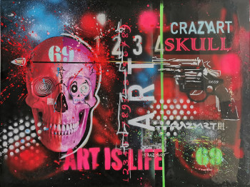 Named contemporary work « REVOLVER SKULL », Made by CRAZYART DOMINIQUE DOERR