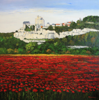 Named contemporary work « Coquelicots à Beynac », Made by JEAN-FRANçOIS CLEMENCEAU