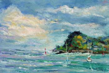 Named contemporary work « Tempête à la pointe de Ste Marine », Made by MICHEL HAMELIN