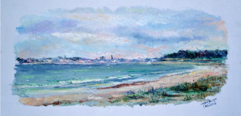 Named contemporary work « L'Ile Tudy vue de la plage », Made by MICHEL HAMELIN