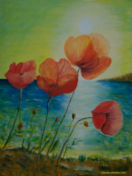 Named contemporary work « Coquelicots marins », Made by CLAUDE DEFRANCE