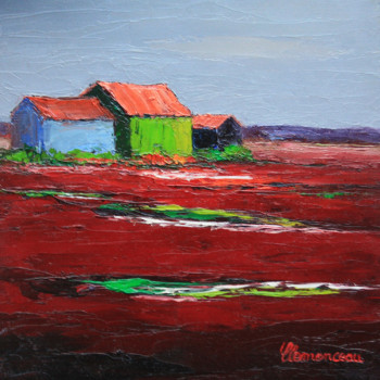 Contemporary work named « Cabanes dans le Marais rouge », Created by JEAN-FRANçOIS CLEMENCEAU