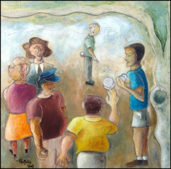 Contemporary work named « petanque en famille », Created by JANPOL PORTALIS