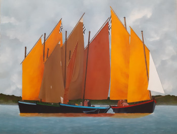Contemporary work named « Sinagots en Golfe  du Morbihan », Created by KERDILES MICHEL