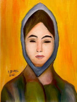 Named contemporary work « Kazakh woman painting », Made by FONTECLOSE ART