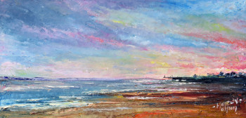 Named contemporary work « Arcachon , soleil levant sur Eyrac », Made by MICHEL HAMELIN