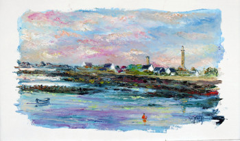 Named contemporary work « Le phare d'Echmül vu du port de Kerity 2 », Made by MICHEL HAMELIN