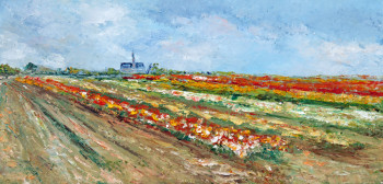 Named contemporary work « champs de tulipes à La Torche 1 », Made by MICHEL HAMELIN