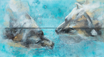 Contemporary work named « Duo sous l'eau », Created by ėCLABOUSSEUR D'ART