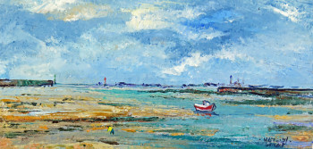 Named contemporary work « Le port de Kerity àmarée basse », Made by MICHEL HAMELIN