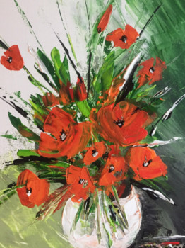 Named contemporary work « Fleurs rouges », Made by VELOMAXOU