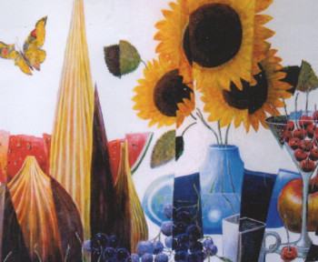 Named contemporary work « Les tournesols 2 », Made by CLAUDE JOUAN