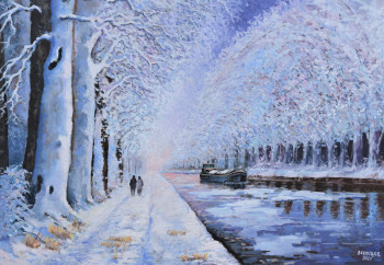 Contemporary work named « Canal du Rhône au Rhin en hiver », Created by ROBERT SCHOULER