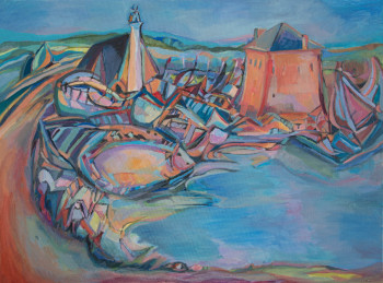 Named contemporary work « Camaret Bleu », Made by BRIGITTE SIMON