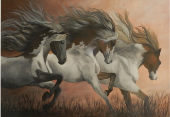 Contemporary work named « Les chevaux sauvages », Created by MARIE COLIN