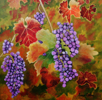 Named contemporary work « La vigne fin octobre dans le Lot », Made by MARIE COLIN
