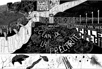Named contemporary work « L'Océan des précaires », Made by SYLLA