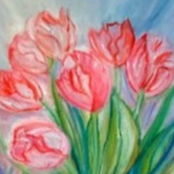 Named contemporary work « La brassée de tulipes », Made by SEREN