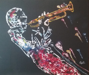 Named contemporary work « JAZZMAN EN COULEUR », Made by GHISLAINE LECA