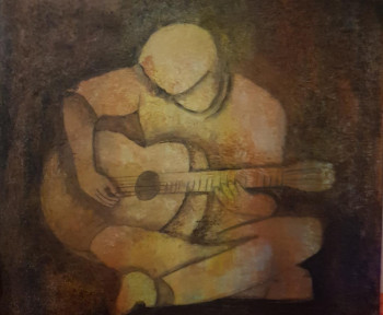 Named contemporary work « TROUBLE DU GUITARISTE », Made by GHISLAINE LECA