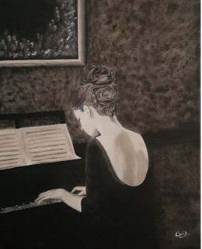 Named contemporary work « LA LECON DE PIANO », Made by GHISLAINE LECA