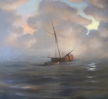 Named contemporary work « bateau sur l'eau », Made by EL LAVI
