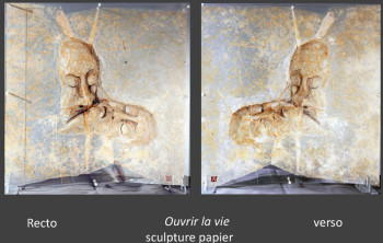 Named contemporary work « OUVRIR LA VIE (sculpture papier) », Made by VERENE QUADRANTI