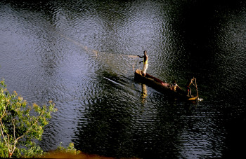 Named contemporary work « Pécheurs Sénégalais et son fils. », Made by DOMINIQUE LEROY