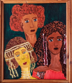 Named contemporary work « 3 femmes », Made by KARINE YENO EDOWIZA