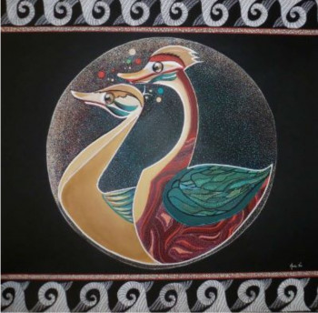 Contemporary work named « Esprit tapisserie: Les deux canards », Created by SANCELME