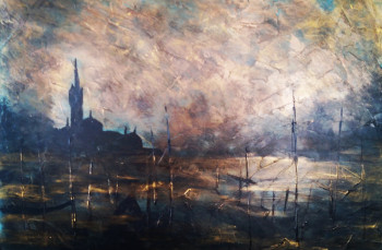 Named contemporary work « Venice of gold », Made by BOUDEDEO