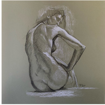 Contemporary work named « Nu de femme assise de dos 1 », Created by PHILIPPE PETIT