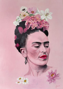 Named contemporary work « FRIDA KAHLO et FLEURS », Made by RICHY WAM K