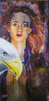 Contemporary work named « L'aigle totem et beauté vamp », Created by ALESSANDRO