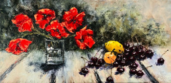 Named contemporary work « Cerises et coquelicots », Made by NADYA RIGAILL