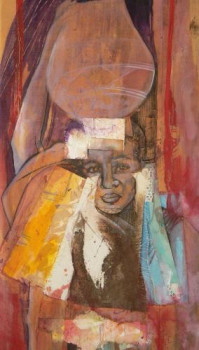 Contemporary work named « porteuse africaine », Created by BOTIGNA