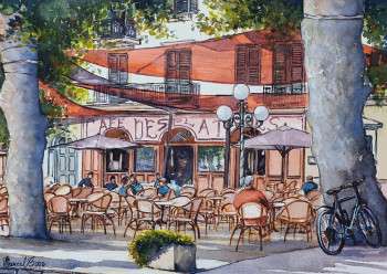 Named contemporary work « Café des Platanes 2 », Made by MARCEL BOOS