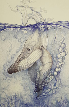 Named contemporary work « Baleine bleu », Made by JP